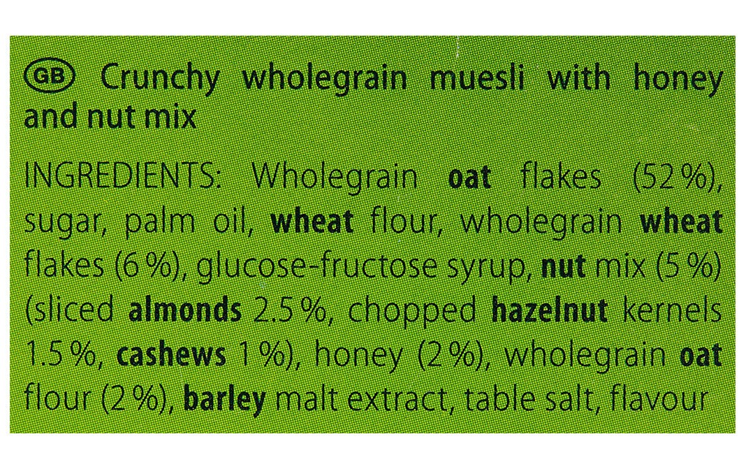 Kolln Muesli Crunchy Honey-Nut & Oats, Knusper Honig-Nuss   Box  375 grams